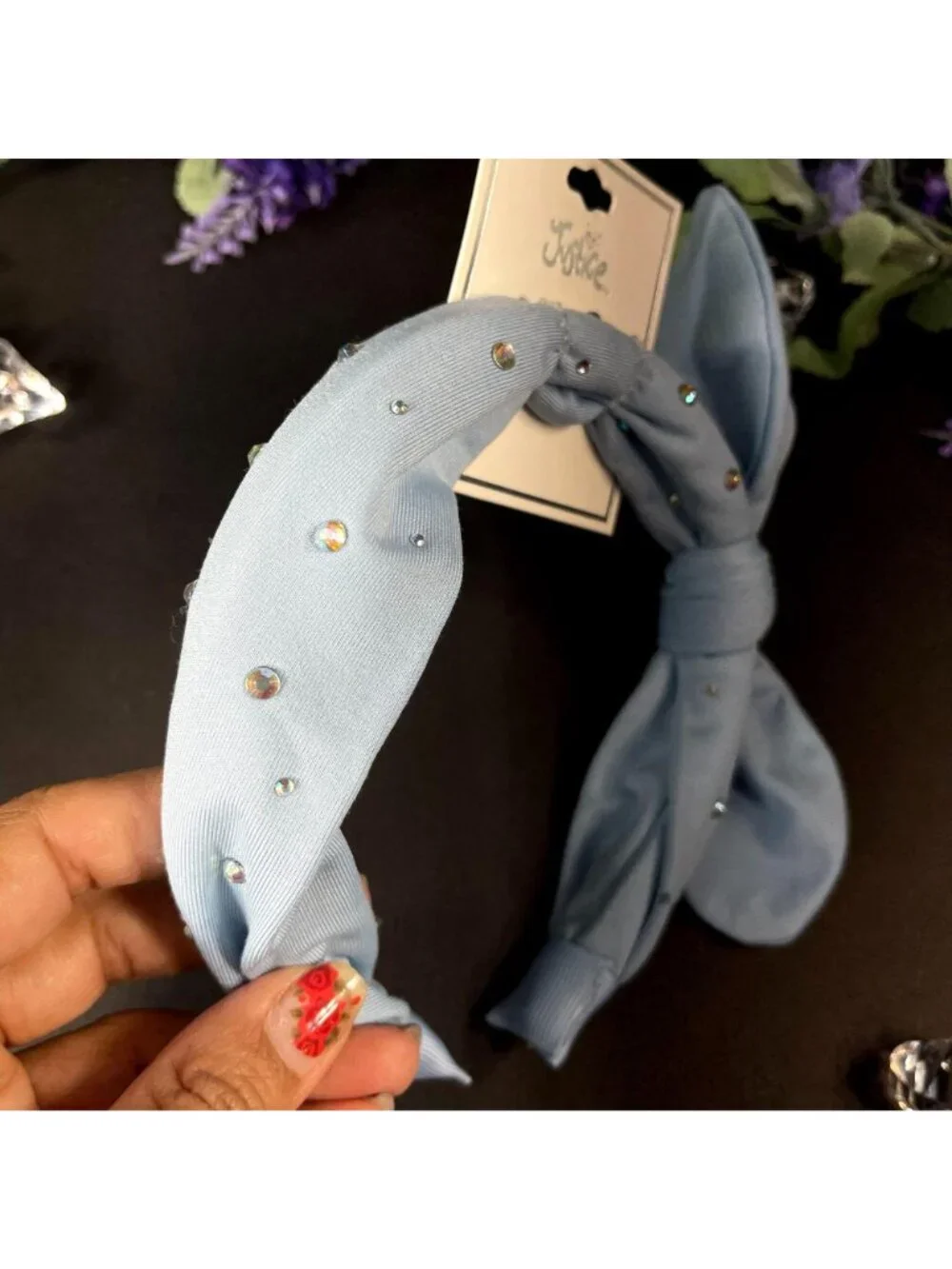 Justice Headband Rhinestone Blue Denim Girls Hair Care Hair Knot Accessories
